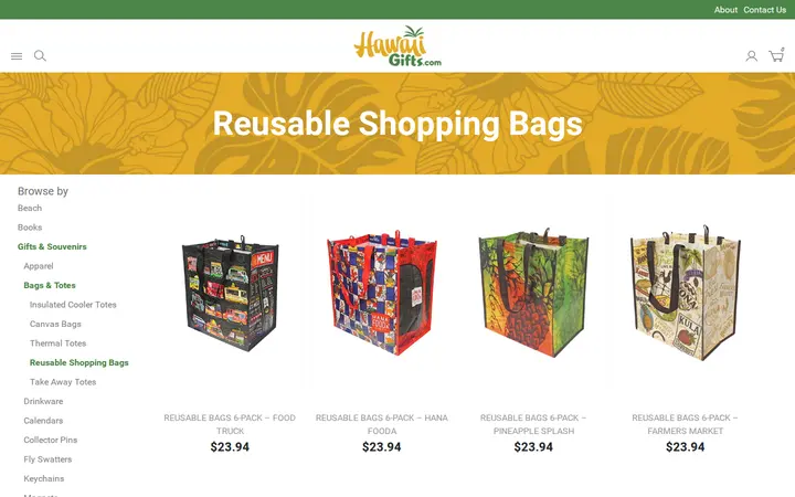 /gifts-and-souvenirs/bags-and-totes/reusable-shopping-bags — Hawaii Gifts.com