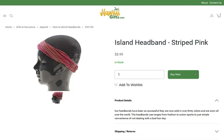 /gifts-and-souvenirs/apparel/island-headband---striped-pink.html — Hawaii Gifts.com