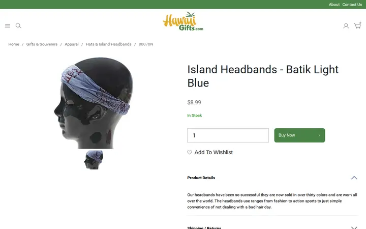 /gifts-and-souvenirs/apparel/island-headbands---batik-light-blue.html — Hawaii Gifts.com