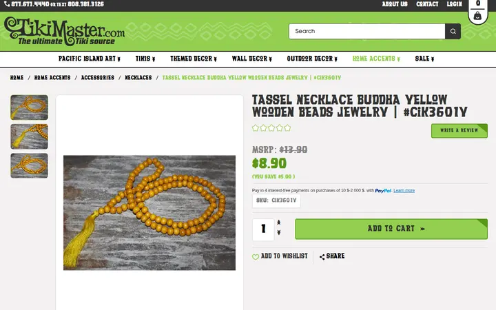 /tassel-necklace-buddha-yellow-wooden-beads-jewelry-cik3601y — TikiMaster.com