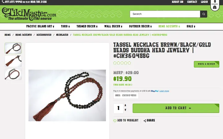 /tassel-necklace-brown-black-gold-beads-buddha-head-jewelry-cik3604bbg — TikiMaster.com