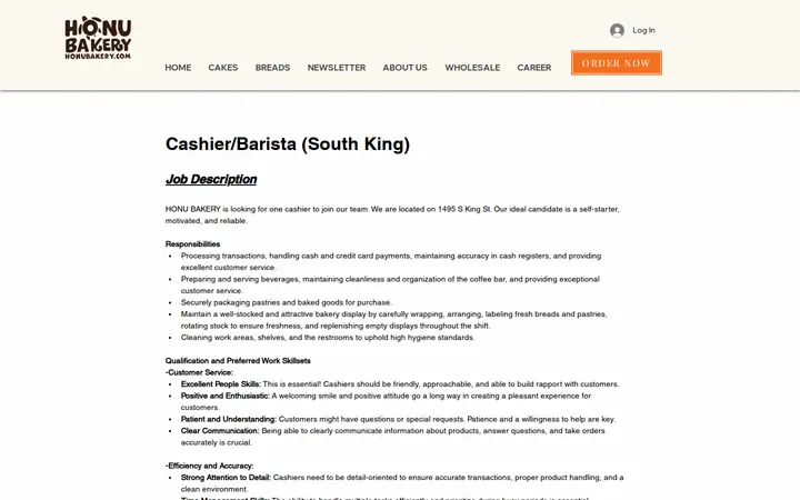 /career-sking-cashier — Honu Bakery (Kamehameha Shopping Center)