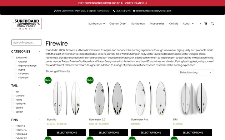 /brand/firewire — Surfboard Factory Hawaii