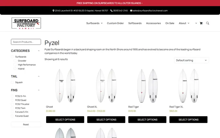 /brand/pyzel-surfboards — Surfboard Factory Hawaii
