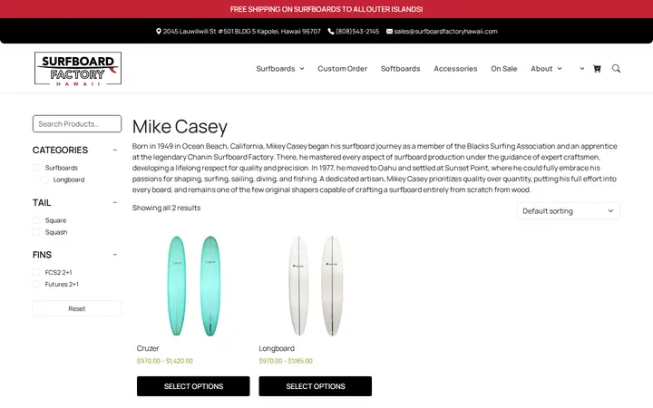 /brand/mike-casey — Surfboard Factory Hawaii