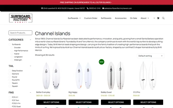 /brand/channel-islands-surfboards — Surfboard Factory Hawaii