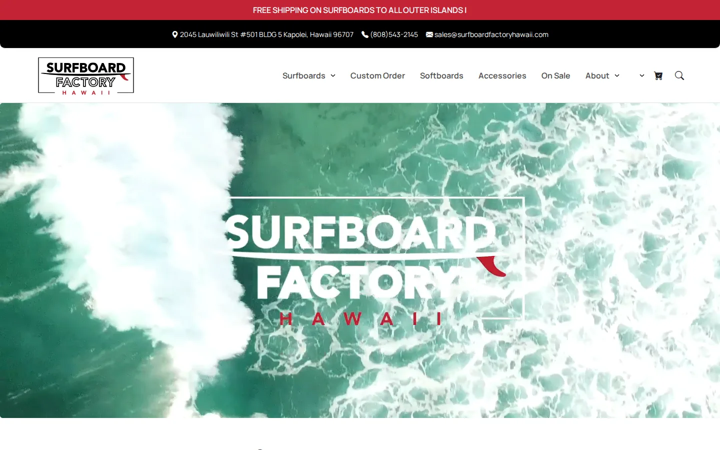 Captured website of Surfboard Factory Hawaii