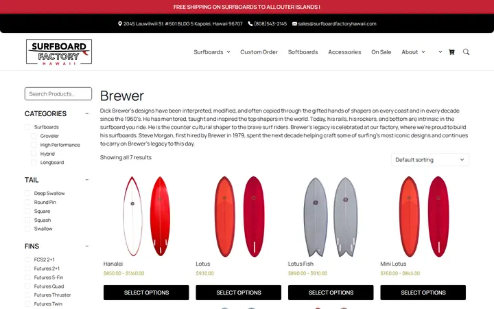 /brand/brewer-surfboards — Surfboard Factory Hawaii
