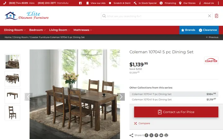 /en/collection/14236-coaster-furniture-coleman-107041-5-pc-dining-set — Elite Discount Furniture