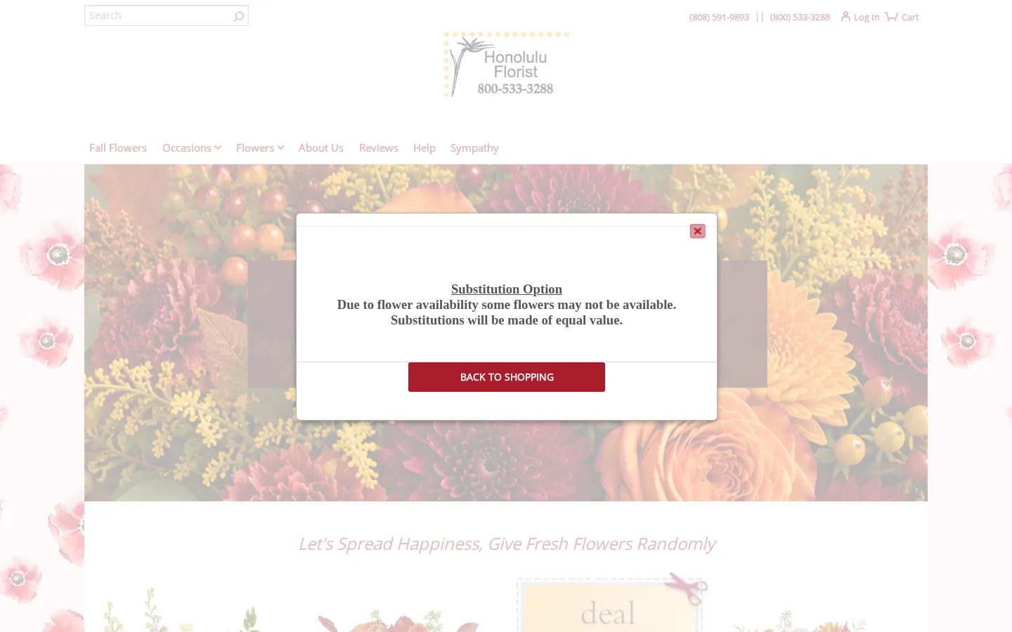 Captured website of Honolulu Florist