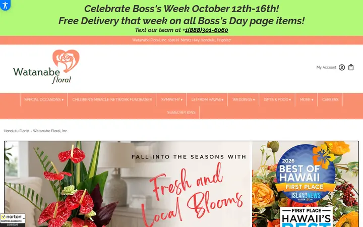 Website of Watanabe Floral, Inc.
