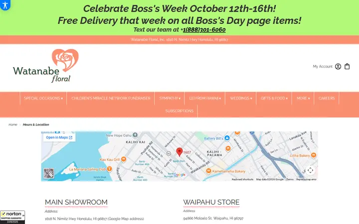 /hours-location — Watanabe Floral, Inc.