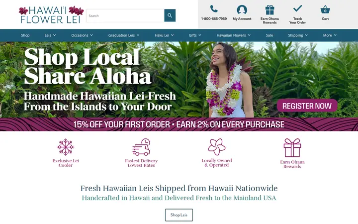 Website of Hawaii Flower Lei