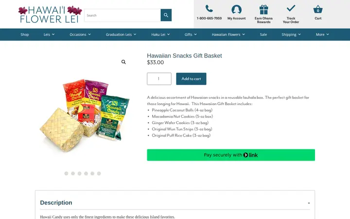 /product/hawaiian-snacks-gift-basket — Hawaii Flower Lei
