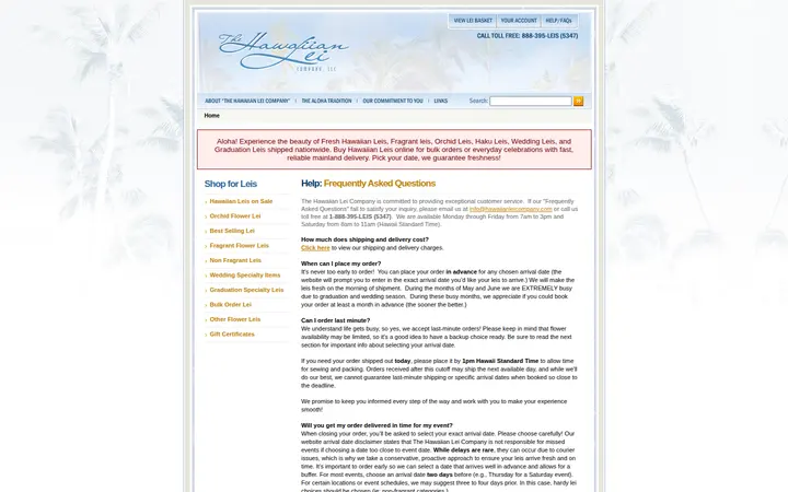 /Help.aspx — The Hawaiian Lei Company LLC