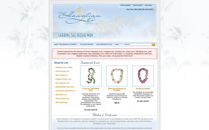 Website of The Hawaiian Lei Company LLC