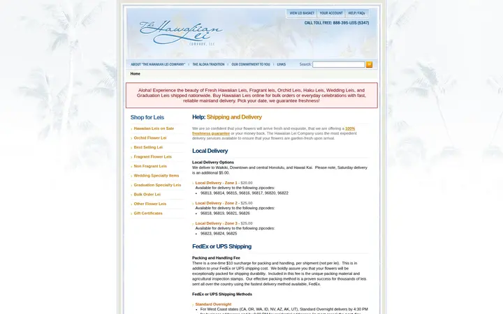 /HelpShipping.aspx — The Hawaiian Lei Company LLC