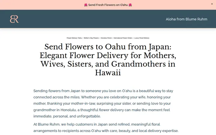 /blume-ruhm-blog/send-flowers-to-oahu-from-japan-elegant-flower-delivery-for-mothers-wives-sisters-and-grandmothers-in-hawaii — Blume Ruhm