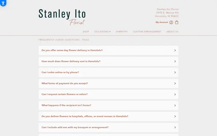 /faq — Stanley Ito Florist