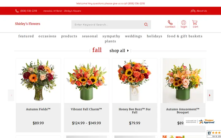 Website of Shirley's Flowers