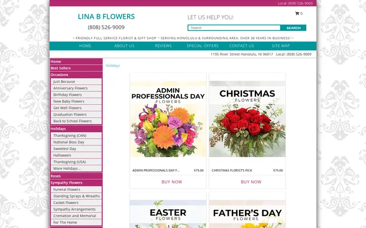 /holidays.php — Lina B Flowers