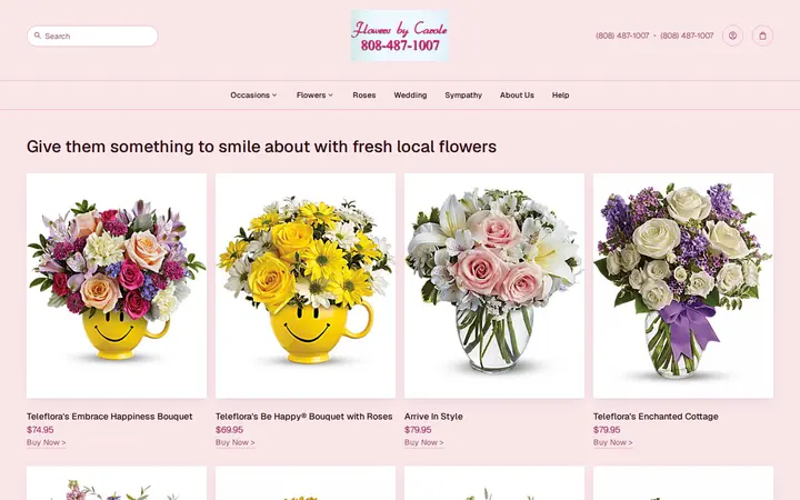 Website of Flowers By Carole
