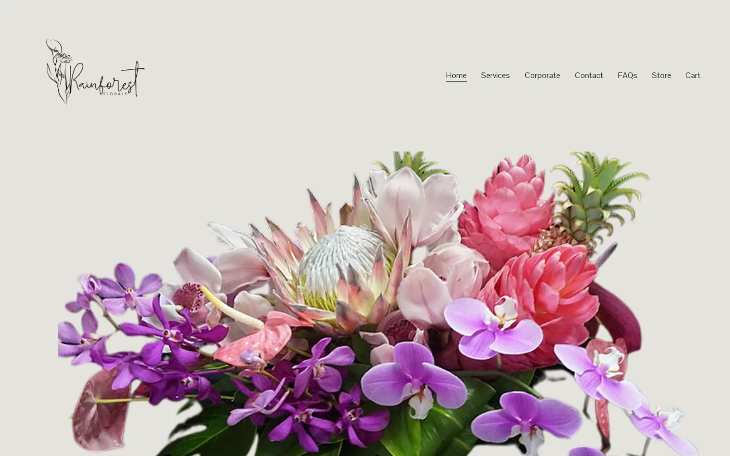 Captured website of Rainforest Florals at Young St.