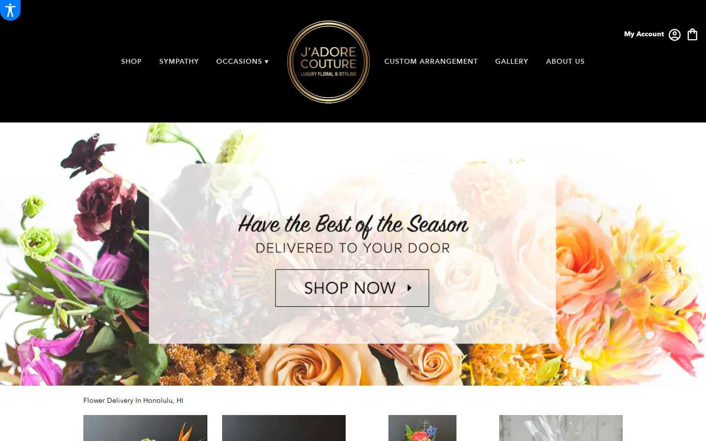 Captured website of J'Adore Couture Luxury Floral & Styling