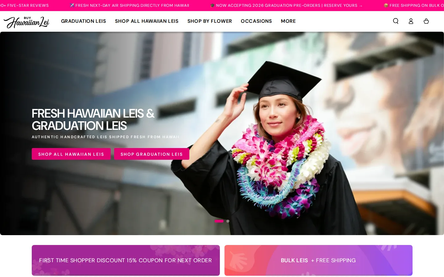 Captured website of Buy Hawaiian Lei