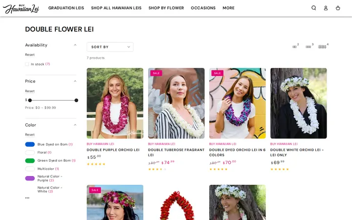 /collections/double-flower-leis — Buy Hawaiian Lei