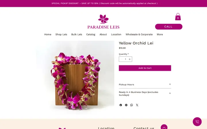 /product-page/yellow-orchid-lei — Paradise Leis