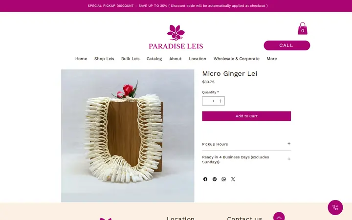 /product-page/ginger-lei — Paradise Leis