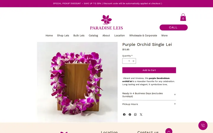 /product-page/purple-orchid-single-leis — Paradise Leis