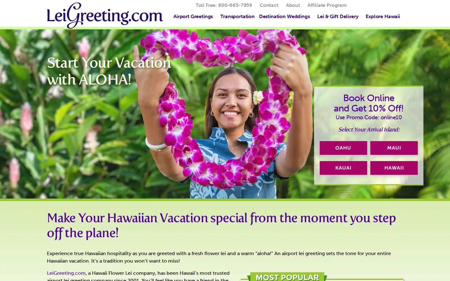 Captured website of LeiGreeting.com