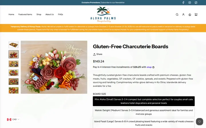 /collections/the-shop-collection/products/hand-delivered-charcuterie-board-gluten-free — Aloha Palms Hospitality
