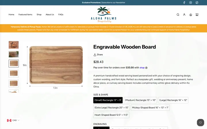 /collections/the-shop-collection/products/customizable-wooden-board — Aloha Palms Hospitality