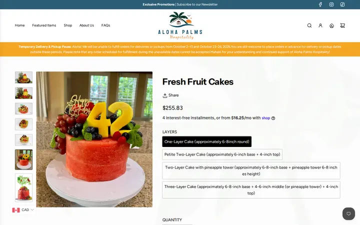 /collections/the-shop-collection/products/fresh-fruit-cakes — Aloha Palms Hospitality