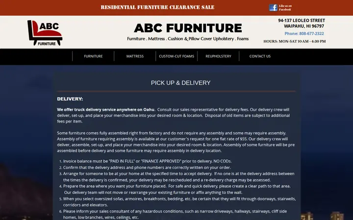 /pick-up-delivery — ABC Furniture
