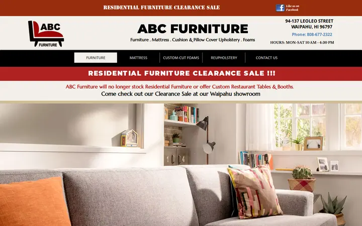 Website of ABC Furniture