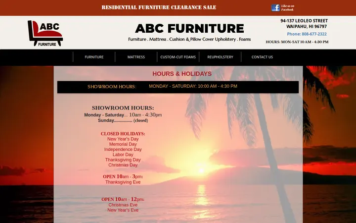 /holdays-hours — ABC Furniture