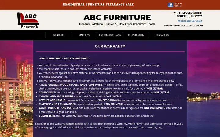 /warranty — ABC Furniture