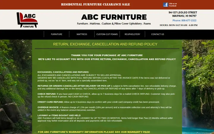 /store-policy — ABC Furniture