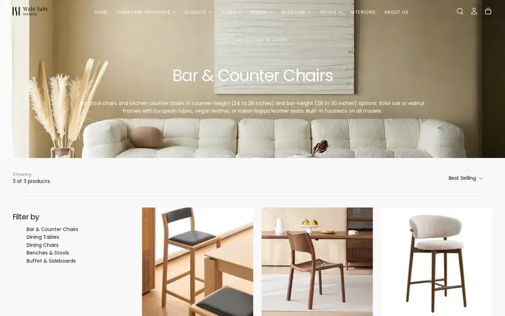 /collections/bar-counter-chairs — Wabi Sabi Hawaii
