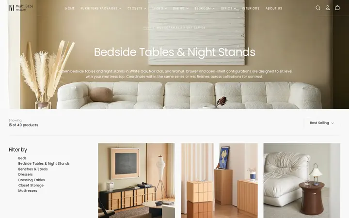 /collections/bedside-tables-night-stands — Wabi Sabi Hawaii