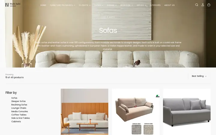 /collections/sofas — Wabi Sabi Hawaii