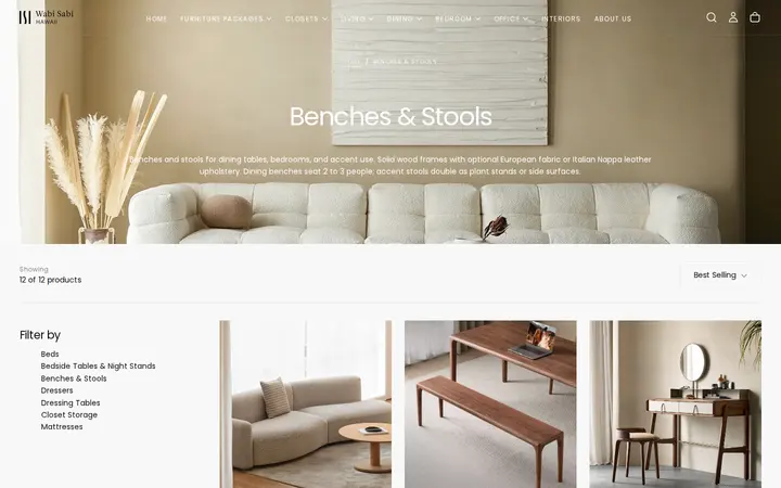/collections/benches-stools — Wabi Sabi Hawaii