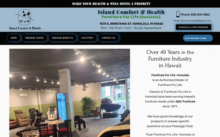 /our-story — Island Comfort and Health -Furniture For Life Massage Chairs