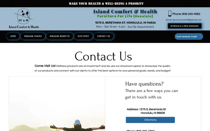 /contact-us — Island Comfort and Health -Furniture For Life Massage Chairs