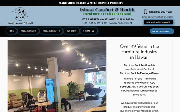 /our-story-massage-chair — Island Comfort and Health -Furniture For Life Massage Chairs
