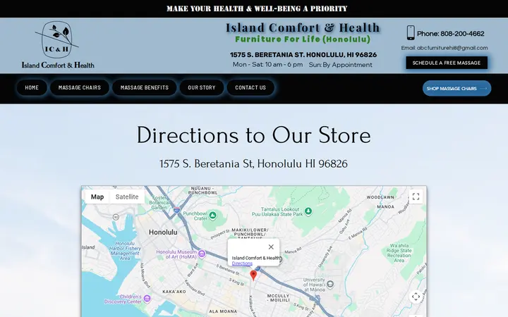 /directions — Island Comfort and Health -Furniture For Life Massage Chairs